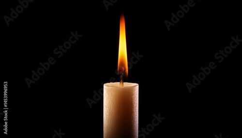 Close-up of Single Candle Flame Flickering