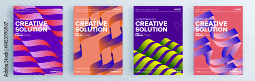 Modern abstract covers set, minimal covers design. Colorful geometric background, vector illustration.