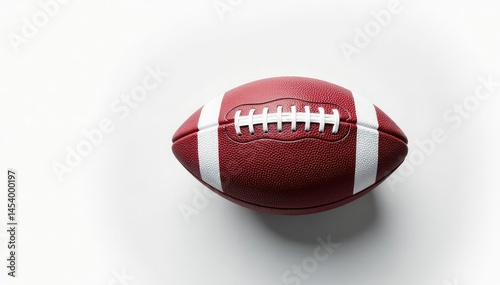 Overhead shot of an american football on white backdrop , leather, image, spiral