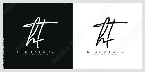 Initial letter HT handwriting logo vector