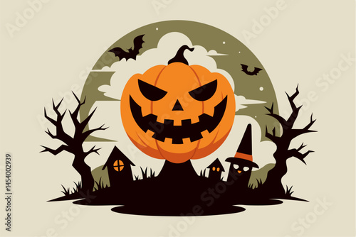 halloween pumpkin with bats