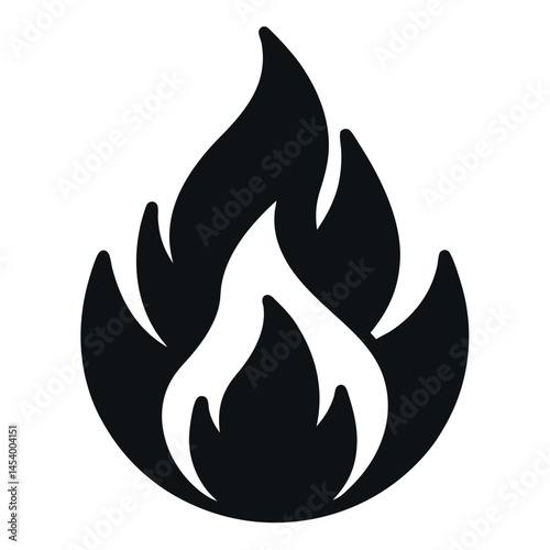 vector fire silhouette icon on white background