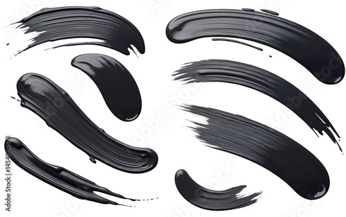 black paint stroke smear on transparent background