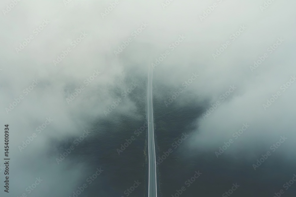 Fototapeta premium Foggy Road Through Clouds