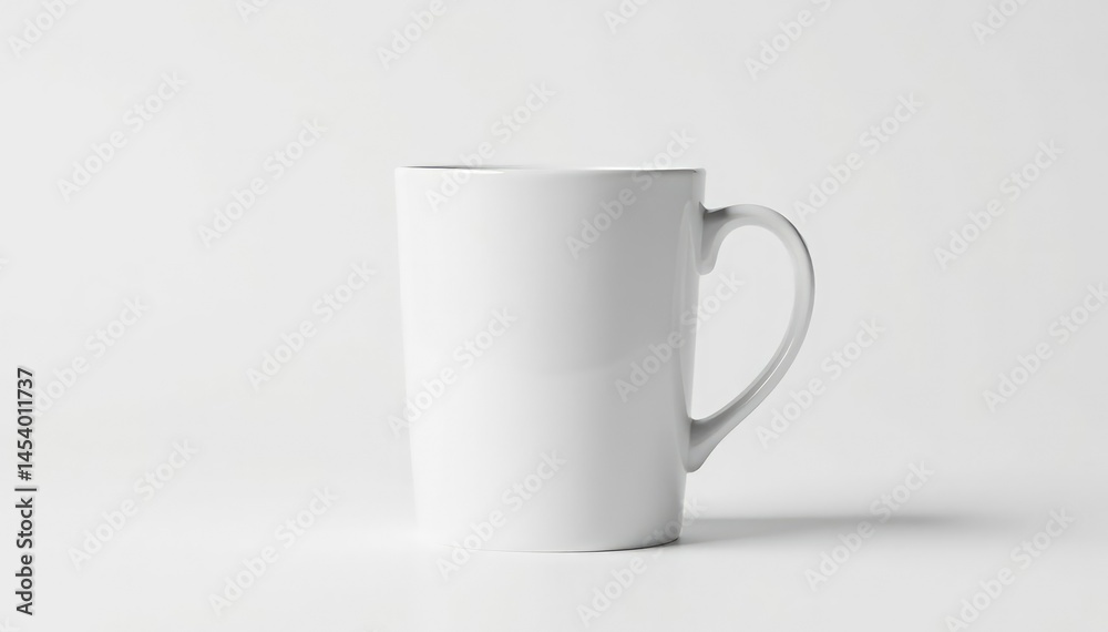 Fototapeta premium Classic white mug, isolated on pure white background, simple, ceramic
