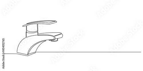 continuous line of sink faucet.single line drawing of water faucet.single line vector illustration of hygiene symbol