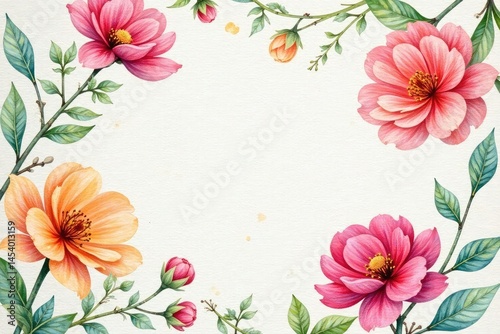 Delicate watercolor floral pattern on textured paper, summer, botanical