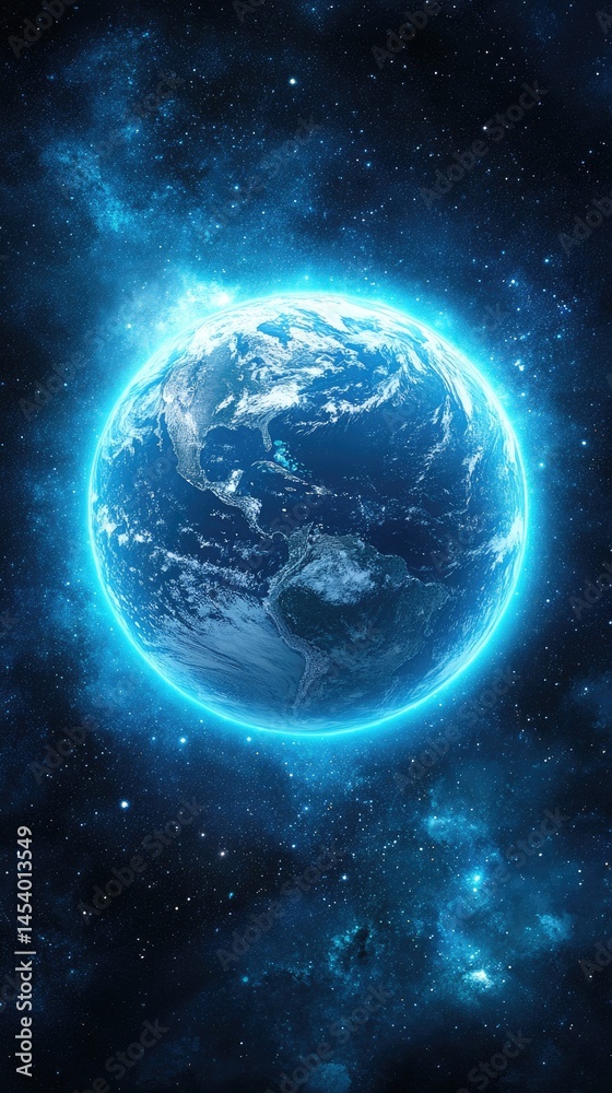 Obraz premium Earth in glowing space