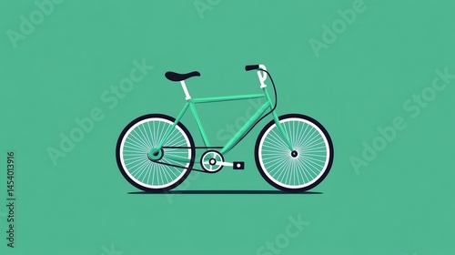 Digital illustration of a simple, green bicycle with white accents and a flat design.