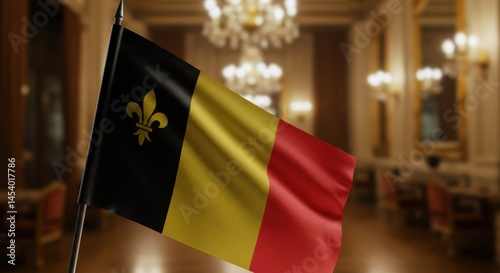 Walloon Flag Displayed in an Elegant Interior Setting a Rich Tapestry of History and Culture