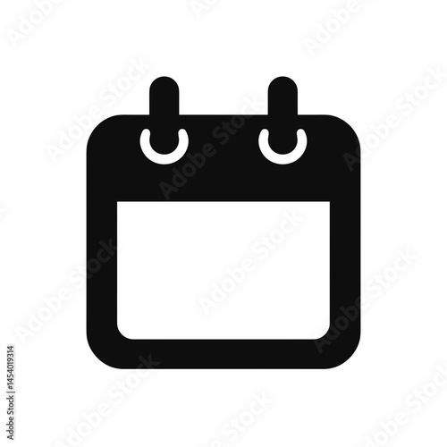 Simple calendar vector icon, black, for app design
