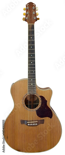 High-Quality Acoustic Guitar with Cutaway Design on Black Background on transparent isolated background