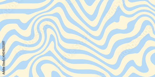 Abstract horizontal background with colorful waves. Trendy vector illustration in style retro 60s, 70s. Pastel colors