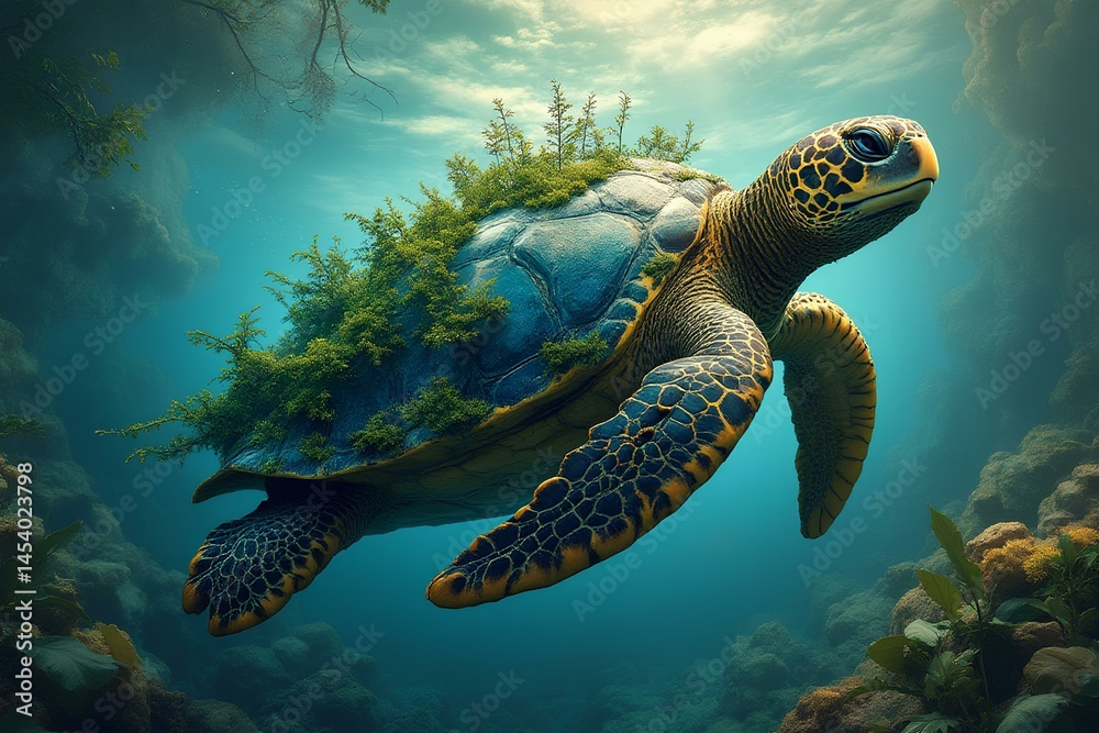 Obraz premium Underwater odyssey celebrating world turtle day and biological diversity