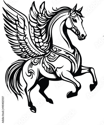 flying horse vector illustration