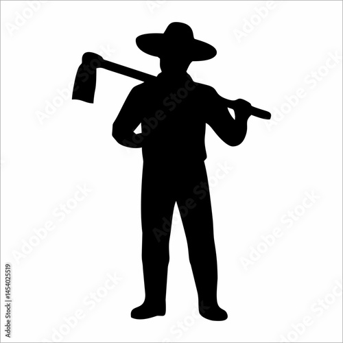 silhouette of a farmer with a hoe