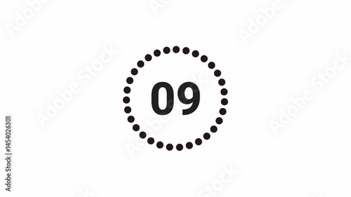 15 seconds countdown timer animation from 15seconds to 0 seconds with alpha channel , 15 second countdown timer on a transparent background.	