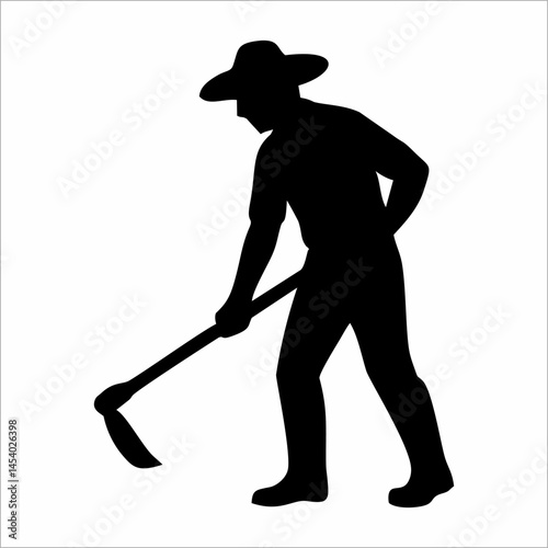 silhouette of a farmer with a hoe