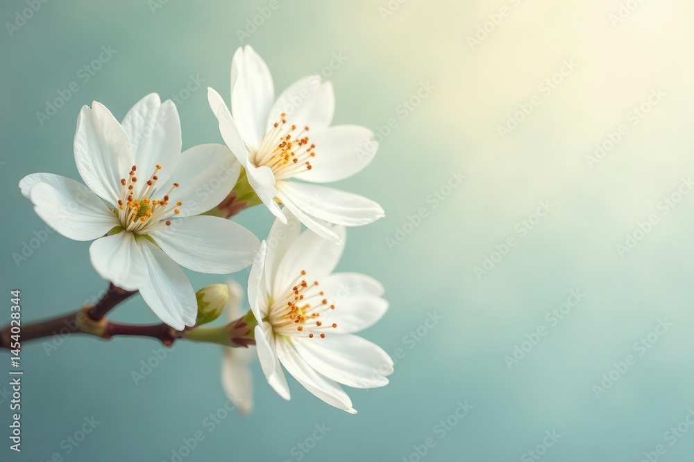 Obraz premium Delicate white blossoms on a pristine background , light, innocent