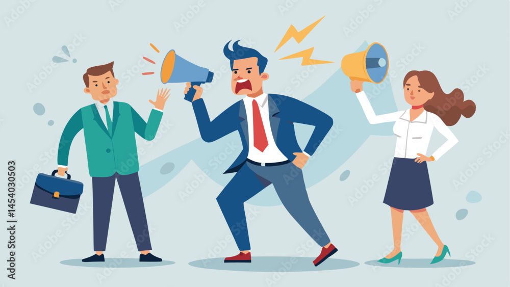 Shouting warning message, caution or alert attention, safety or danger announcement, risk or important information, beware or careful sign, businessman shouting on megaphone with exclamation sign. Shouting warning message, caution or alert attention, safety or danger announcement, risk or important information, beware or careful sign, businessman shouting on megaphone with exclamation sign.