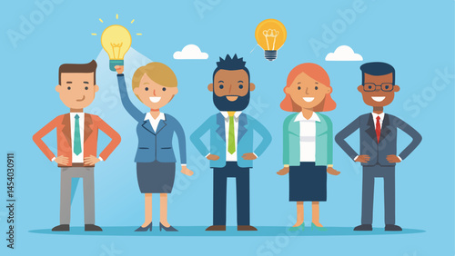 Solution expert solving problem or leader giving advise in meeting discussion, thinking for solution, creativity or professional to help, eureka moment concept, businessman with bright lightbulb.