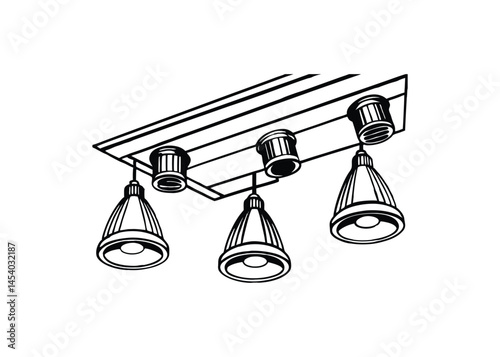 Silhouette of recessed lights isolated on a white background