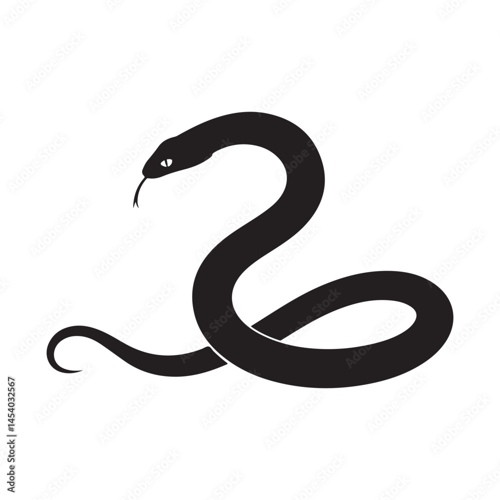 Fototapeta premium Elegant Black Snake Silhouette