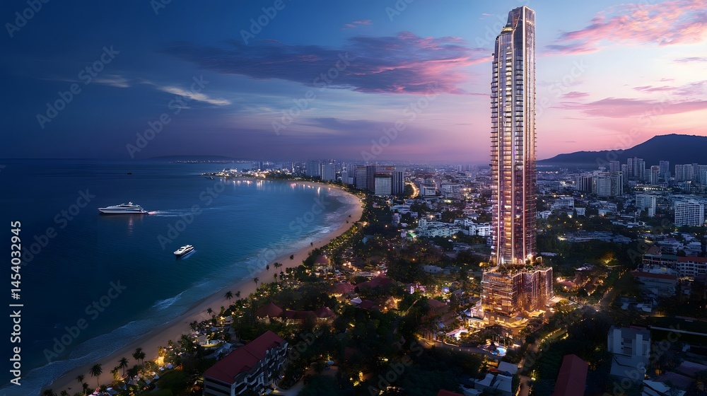 Obraz premium The Pattaya Park Tower, a tall observation tower offering panoramic views of the city and coastline
