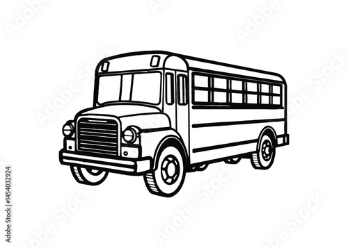 Silhouette of school bus isolated on a white background