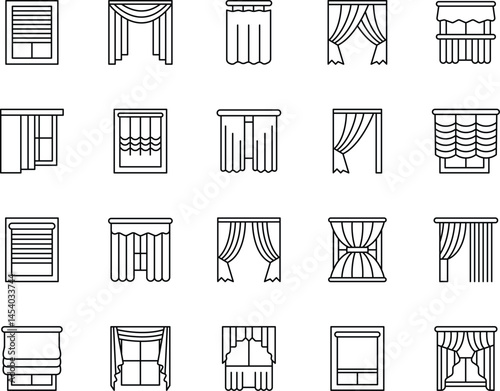 Window Curtains Vector Icons Pack