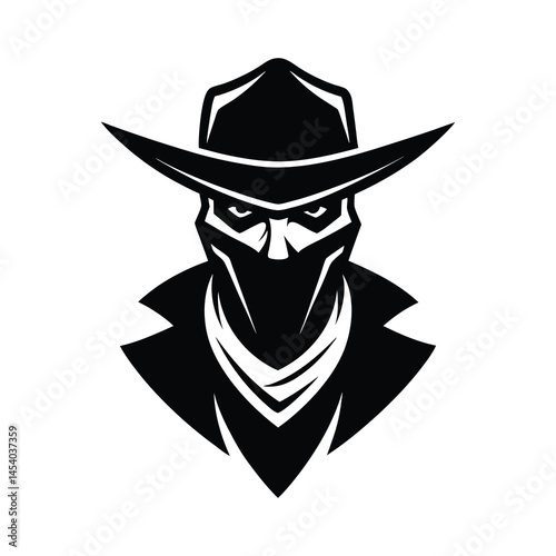 Cowboy Bandit Face Silhouette Graphic.
