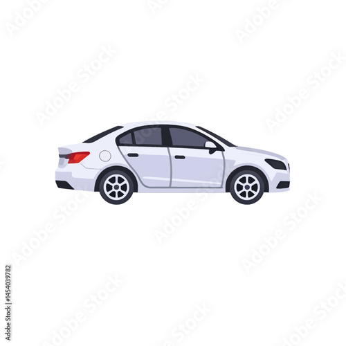 Modern White Sedan Car Vector Illustration For Auto Industry, Transport Icon