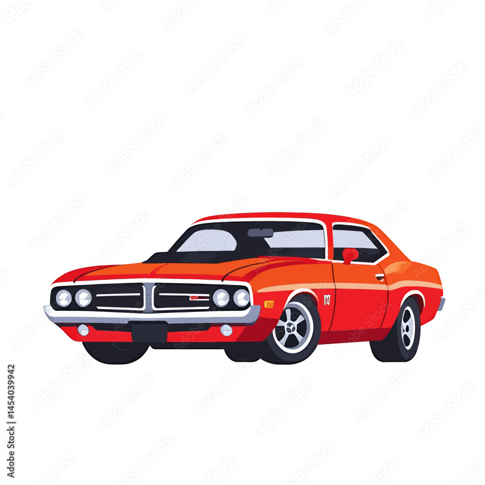 Obraz premium Retro Red Muscle Car Illustration For Marketing Use