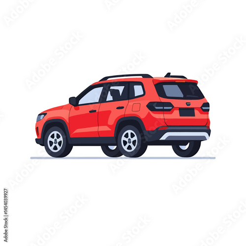 Red Suv Car Illustration For Marketing, Automotive Design