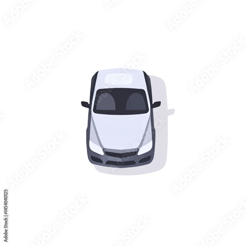 White Car Top View Illustration For Transport Or Rental Marketing