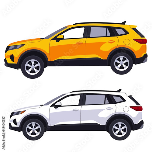 Car Vector Illustration_ Suv Automobile In Yellow And White Colors For Automotive Marketing