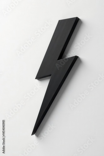 Bold black thunder and lightning bolt icons against pure white , isolated, warning