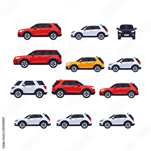 Colorful Suv Car Vector Illustration Set For Website Design And Mobile App