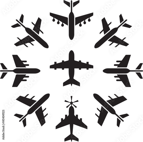 airplanes set silhouette vector illustration