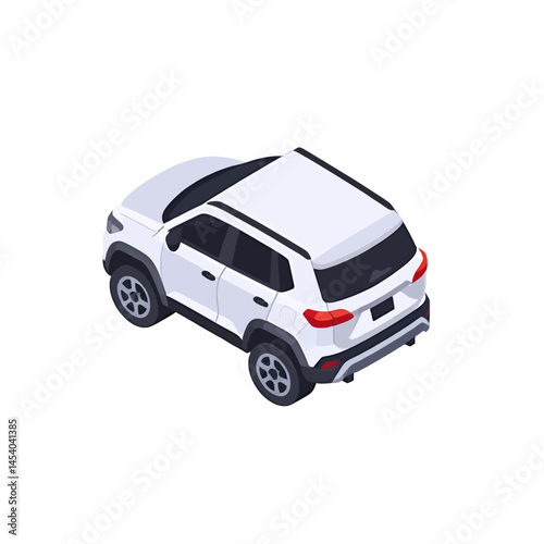 Isometric White Suv For Web, App Design, Transportation Mockup
