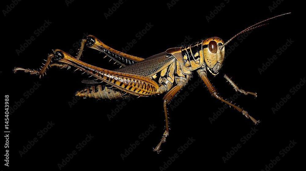 Fototapeta premium A grasshopper leaping through the air