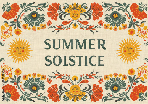 Summer solstice celebration design for invitations and posters