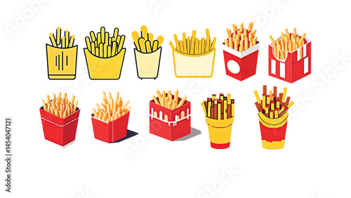Vector Collection of Different French Fries Packaging Designs
