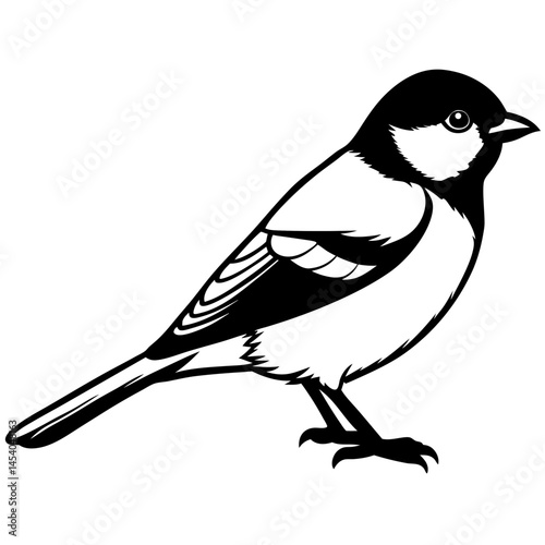 Minimal Great Tit Vector on White