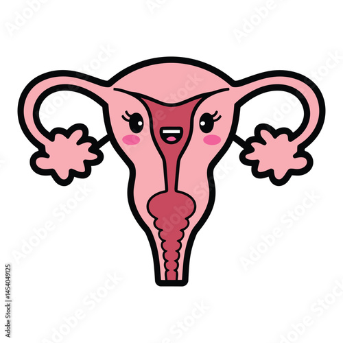Cute Cartoon Uterus Reproductive System Illustration