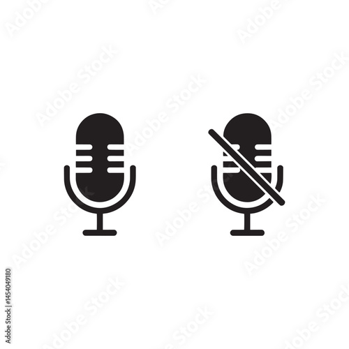 Microphone on and off icons for mute and unmute settings.