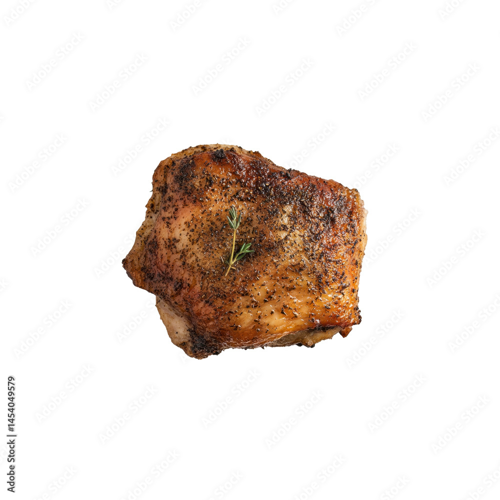 Roasted Chicken Thigh with Thyme - Overhead Studio Shot Roasted Chicken Thigh with Thyme - Overhead Studio Shot