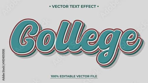 College editable text effect old Retro Vintage text style