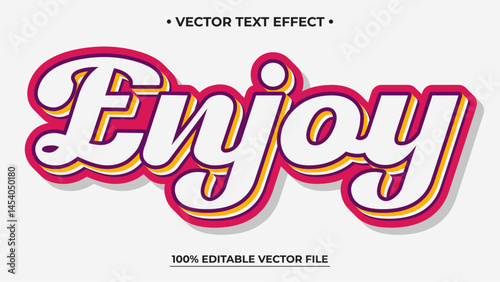 Editable text effect Enjoy 3d vintage retro style premium vector