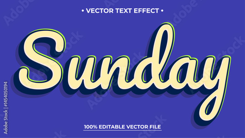 Sunday Editable Text Effect, Classic Vintage Retro Text Style